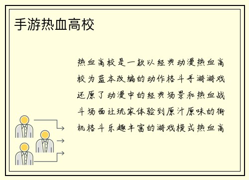 手游热血高校